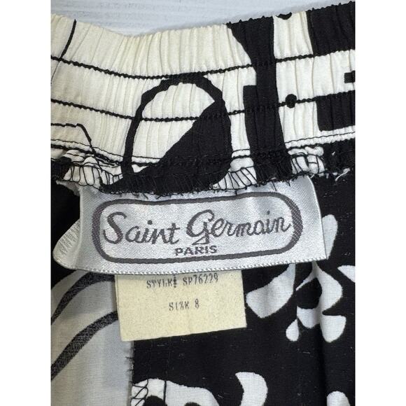 Saint Germain White Black Gambling Card Printed Bedazzled Blouse Short Set Small - Picture 13 of 15